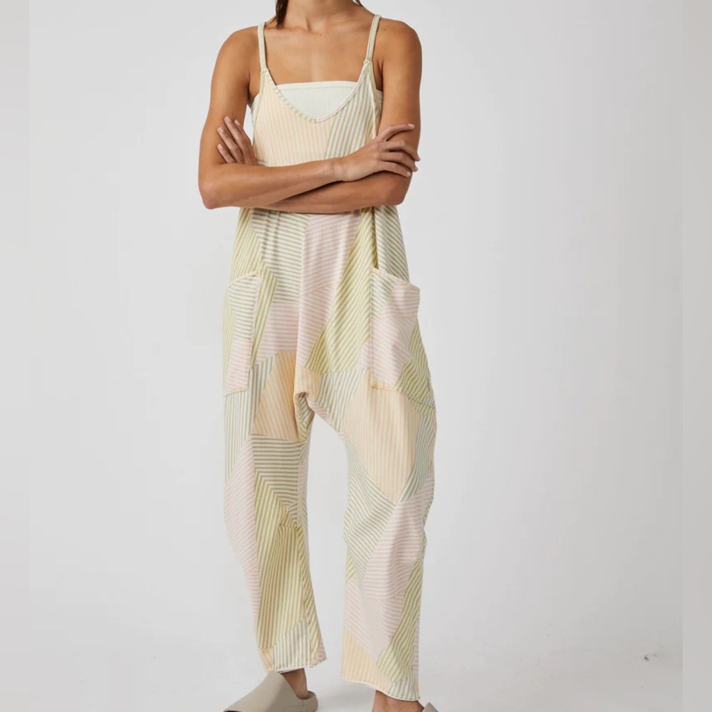 FP Movement by Free People Hot Shot Printed Onesie, Melon Stripe Combo, XS